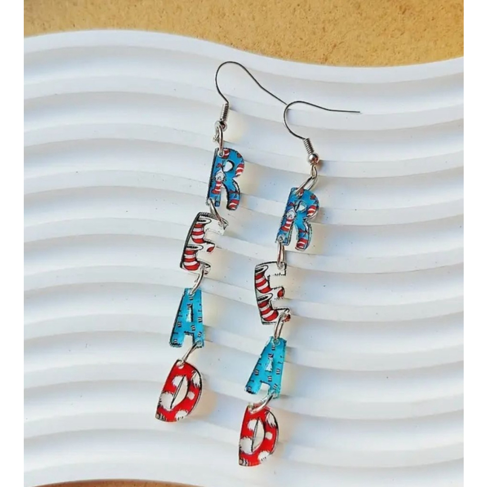 Read Earrings One Size Red Blue